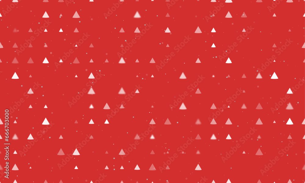 Poster seamless background pattern of evenly spaced white cone symbols of different sizes and opacity. vect