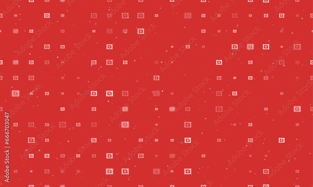 Poster seamless background pattern of evenly spaced white esim symbols of different sizes and opacity. vect