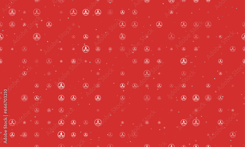 Poster seamless background pattern of evenly spaced white ecology symbols of different sizes and opacity. v
