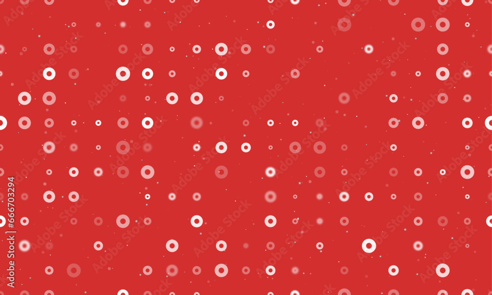 Poster seamless background pattern of evenly spaced white record media symbols of different sizes and opaci