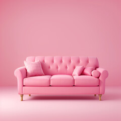 Modern pink sofa with pink background in living room