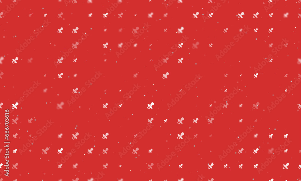 Poster seamless background pattern of evenly spaced white nipple symbols of different sizes and opacity. ve