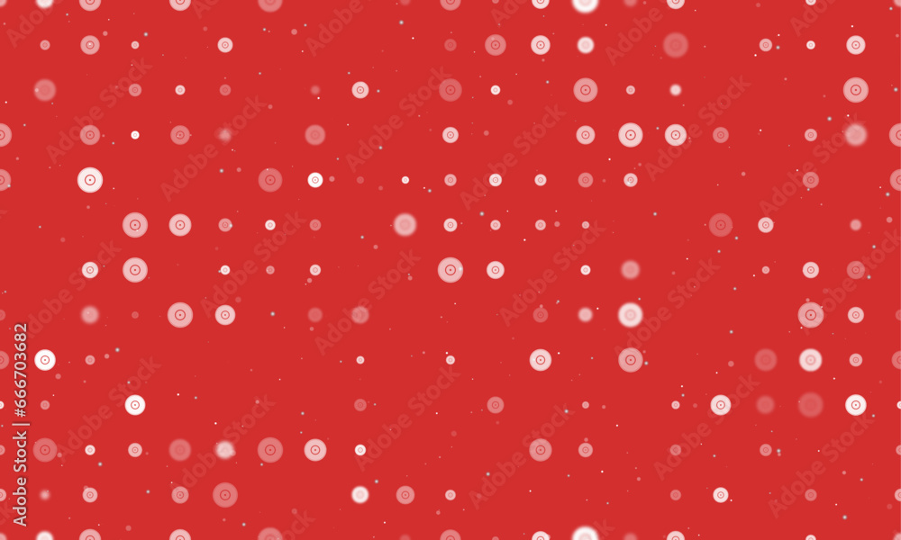 Poster seamless background pattern of evenly spaced white gramophone record symbols of different sizes and 