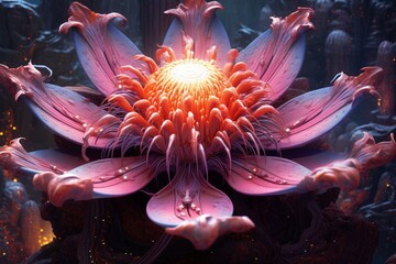 a detailed view of an extraterrestrial blossom. Generative AI