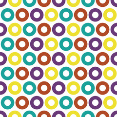 Abstract geometric seamless pattern with hollow circles of different colors