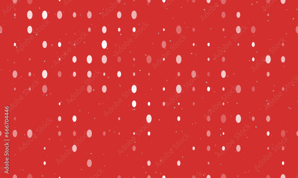 Poster seamless background pattern of evenly spaced white ellipse symbols of different sizes and opacity. v