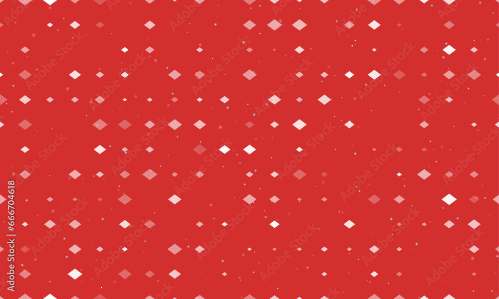 Poster seamless background pattern of evenly spaced white rhombus symbols of different sizes and opacity. v