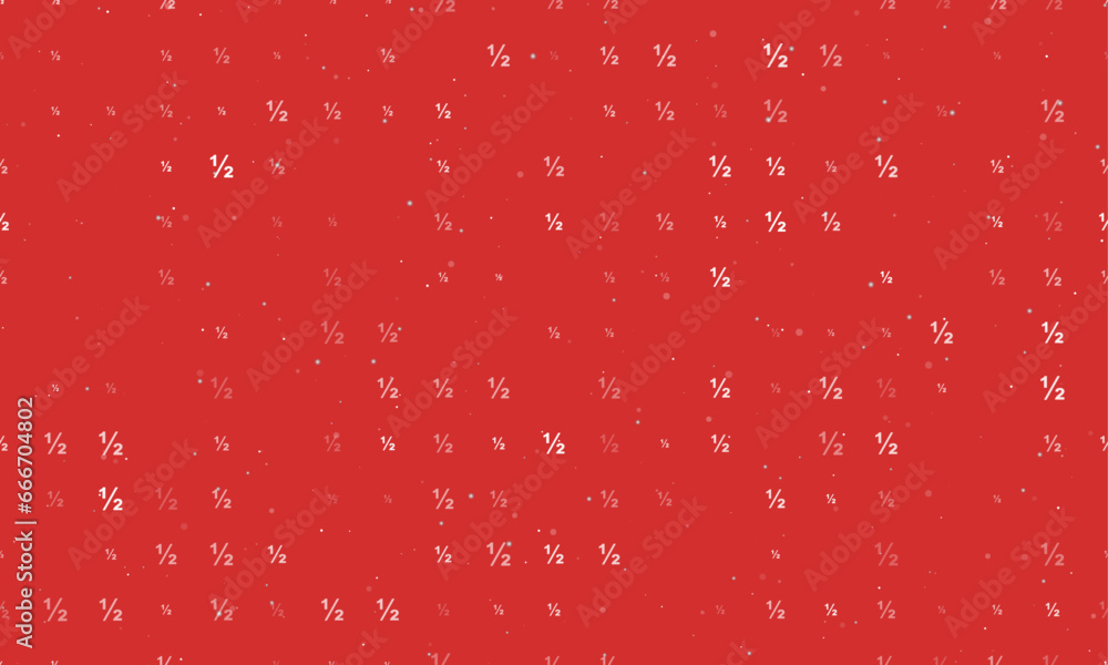 Poster seamless background pattern of evenly spaced white half fraction symbols of different sizes and opac