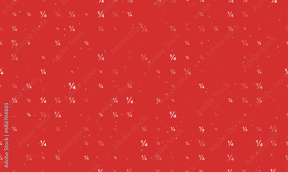 Poster seamless background pattern of evenly spaced white quarter fraction symbols of different sizes and o
