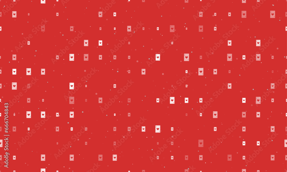 Poster seamless background pattern of evenly spaced white ace of heart cards of different sizes and opacity