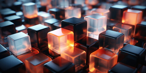 Obraz premium Abstract background with background with transparent cubic blocks