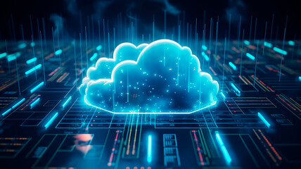 cloud computing technology concept with storage icons in the room