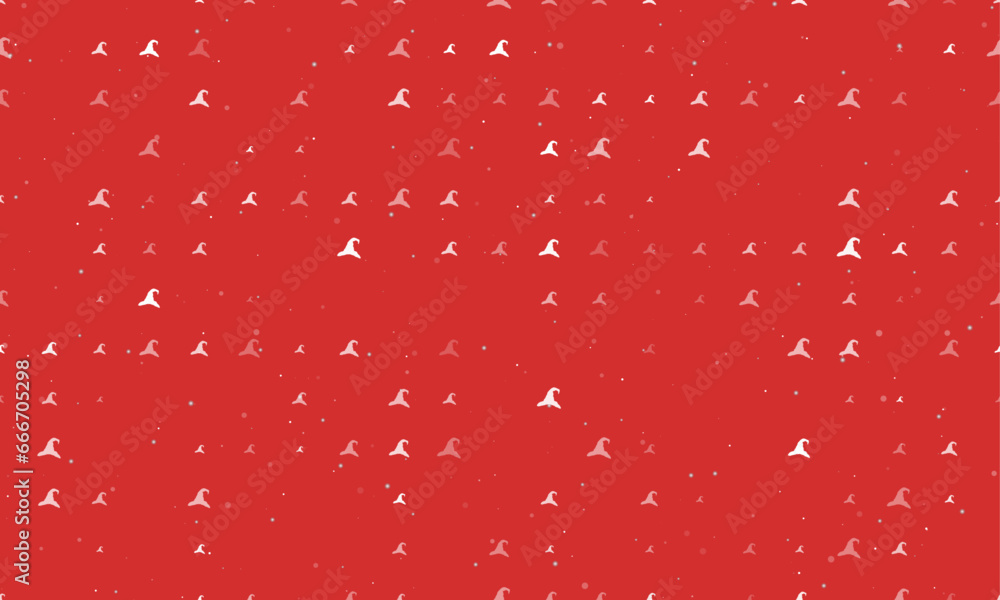 Poster seamless background pattern of evenly spaced white wizard hat symbols of different sizes and opacity