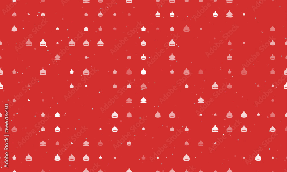 Poster seamless background pattern of evenly spaced white reception bell symbols of different sizes and opa