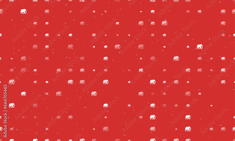 Poster seamless background pattern of evenly spaced white elephants of different sizes and opacity. vector 