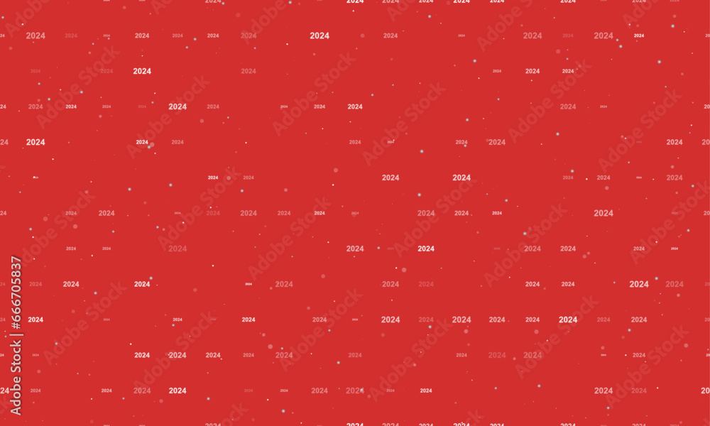 Poster seamless background pattern of evenly spaced white 2024 year symbols of different sizes and opacity.