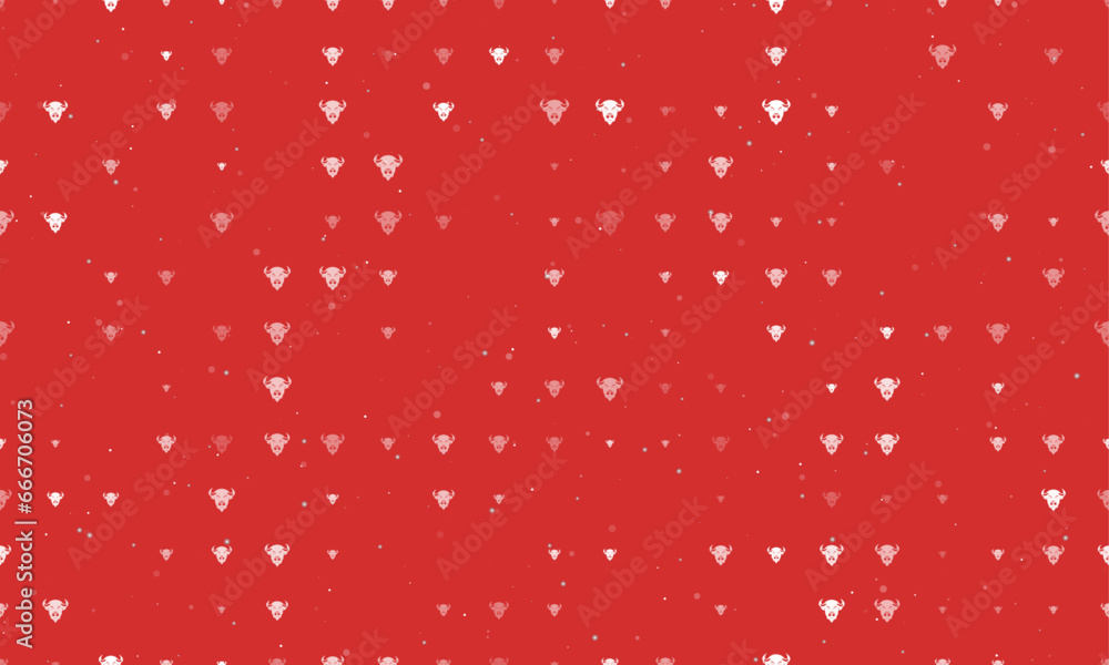 Poster seamless background pattern of evenly spaced white buffalo logos of different sizes and opacity. vec