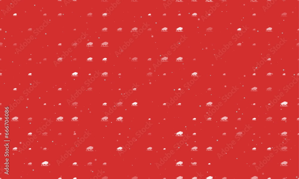 Poster seamless background pattern of evenly spaced white wild buffalos of different sizes and opacity. vec