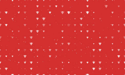 Seamless background pattern of evenly spaced white buffalo logos of different sizes and opacity. Vector illustration on red background with stars