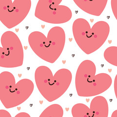 seamless pattern cartoon pink heart character. cute heart wallpaper for gift wrap paper