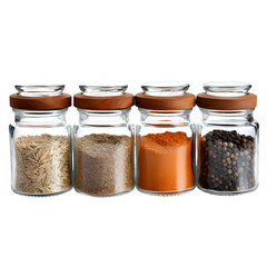 Isolated reusable spice jars on white background