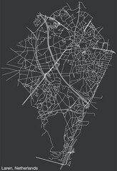 Detailed hand-drawn navigational urban street roads map of the Dutch city of LAREN, NETHERLANDS with solid road lines and name tag on vintage background