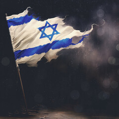 Israel Flag in a Storm - 666706642