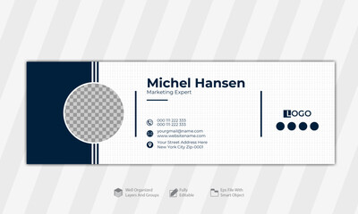 Modern minimal email signature card template or business email footer template - obrazy, fototapety, plakaty