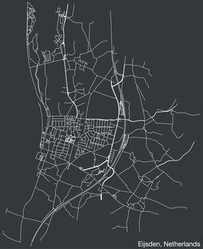 Detailed hand-drawn navigational urban street roads map of the Dutch city of EIJSDEN, NETHERLANDS with solid road lines and name tag on vintage background