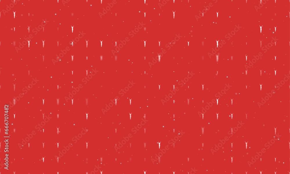 Poster seamless background pattern of evenly spaced white woman with hands up symbols of different sizes an