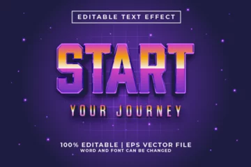 Türaufkleber Start Journey 3d Editable Text Effect Retro 80s Style Premium Vector © Nadhifa Creative