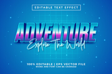 Adventure 3d Editable Text Effect Retro 80s Style Premium Vector