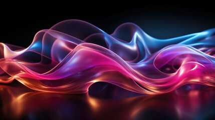Abstract futuristic background with pink blue glowing neon moving high speed wave lines and bokeh lights.
