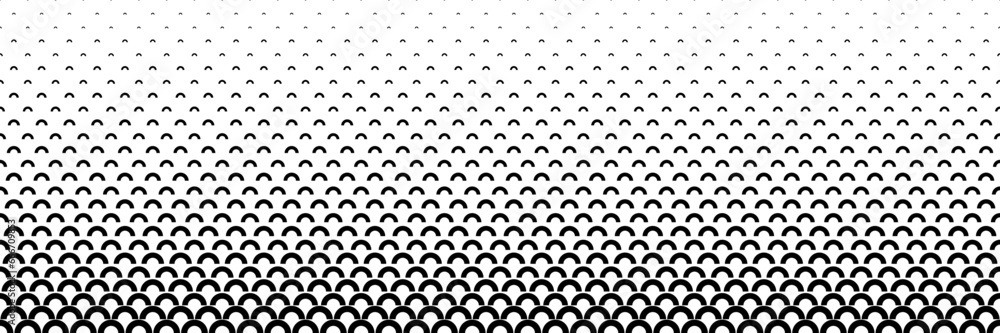 Poster horizontal black halftone of semicircle design for pattern and background.