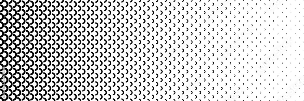 Poster horizontal black halftone of semicircle design for pattern and background.