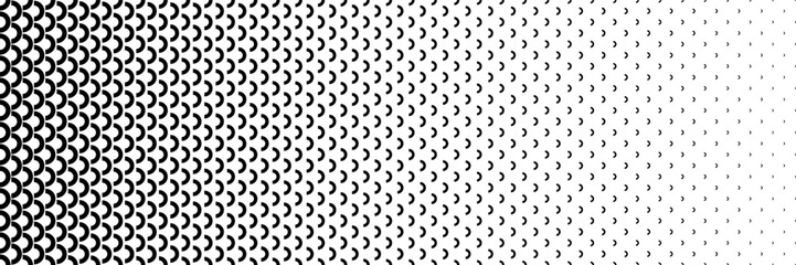 horizontal black halftone of semicircle design for pattern and background. - obrazy, fototapety, plakaty