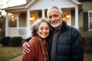 Portrait of a smiling Hispanic senior couple