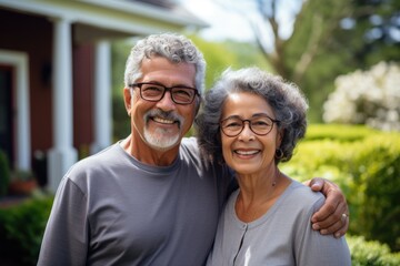 Portrait of a smiling Hispanic senior couple