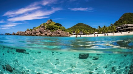 Fototapeta na wymiar tropical paradise island. Generative AI