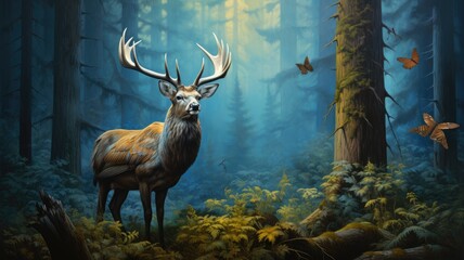 deer in the woods. Generative AI