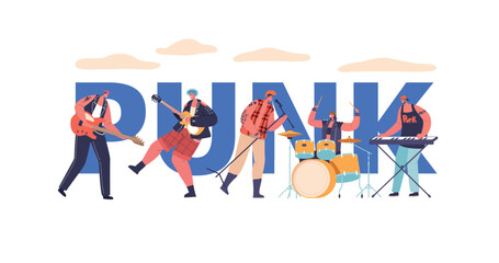 Punk Band Unleashes A Raw, Rebellious Energy On Stage Concept. Piercing Vocals, Frenzied Guitar Riffs, And Drumming