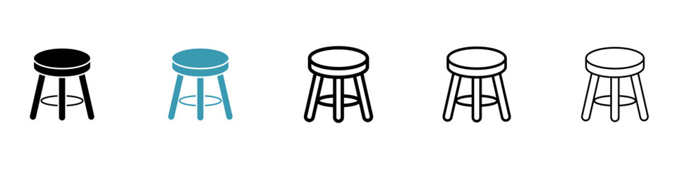 Stool vector thin line icon set. three leg stool vector symbol for web ui designs - obrazy, fototapety, plakaty