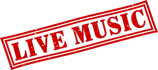 Live Music square grunge rubber stamp
