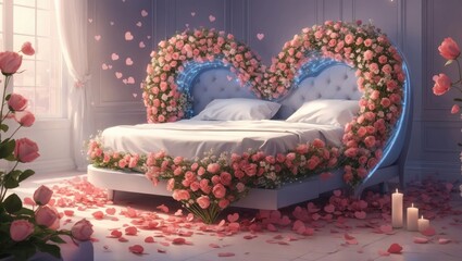"Petal Heart: Creating Romantic Dreams on a Bed of Flowers"