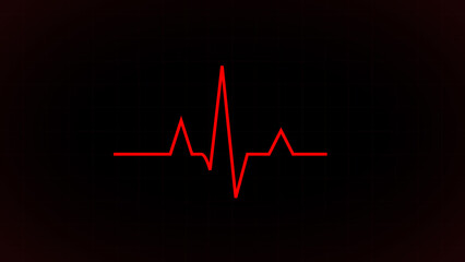 Red heartbeat line icon. Pulse line, Pulse trace. ECG and Cardiac symbol. Emergency ekg monitoring. red glowing neon heart pulse. Heart beat. Electrocardiogram. Health and Medical concept.