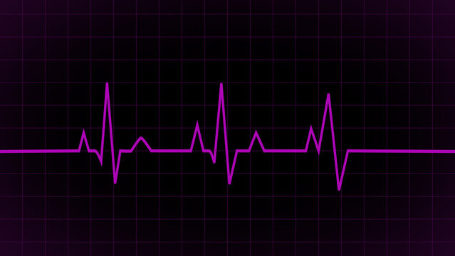 Purple heartbeat line icon. Pulse line, Pulse trace. ECG and Cardiac symbol. Emergency ecg monitoring. purple glowing neon heart pulse. Heart beat. Electrocardiogram. Health and Medical concept.