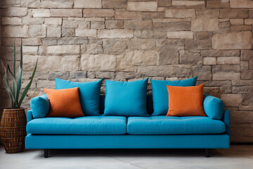 Living room decoration ideas with a blue sofa