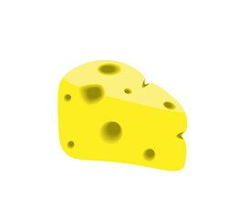 Vector illustration of a piece of cartoon cheese on a white background