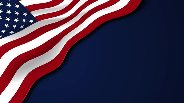 USA flag on a dark blue background, suitable for political or national events such as Independence Day, motion graphics
