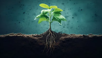 Poster Plant growing in soil showing roots  © AliceandAlan
